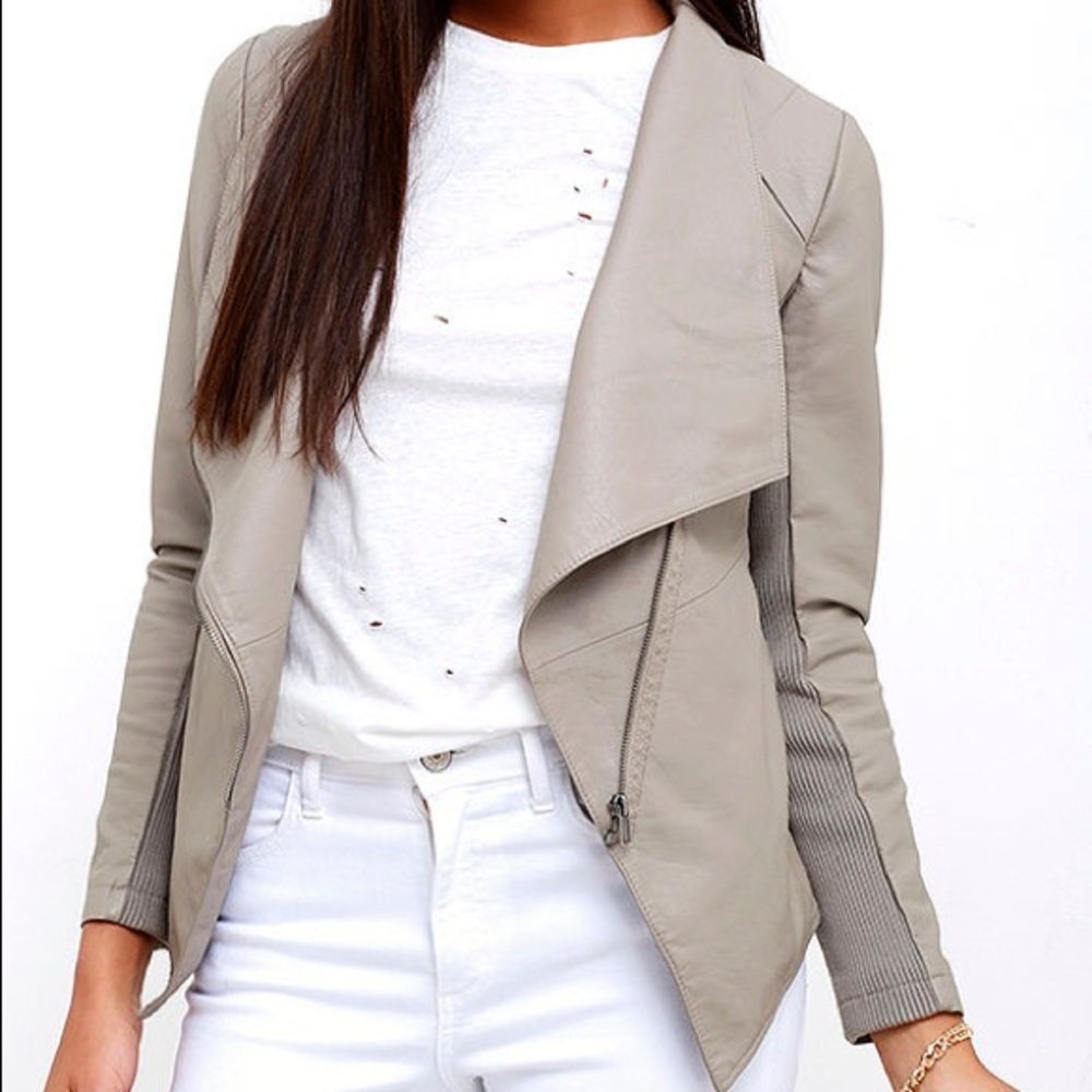 BB Dakota Taupe Vegan Leather Jacket